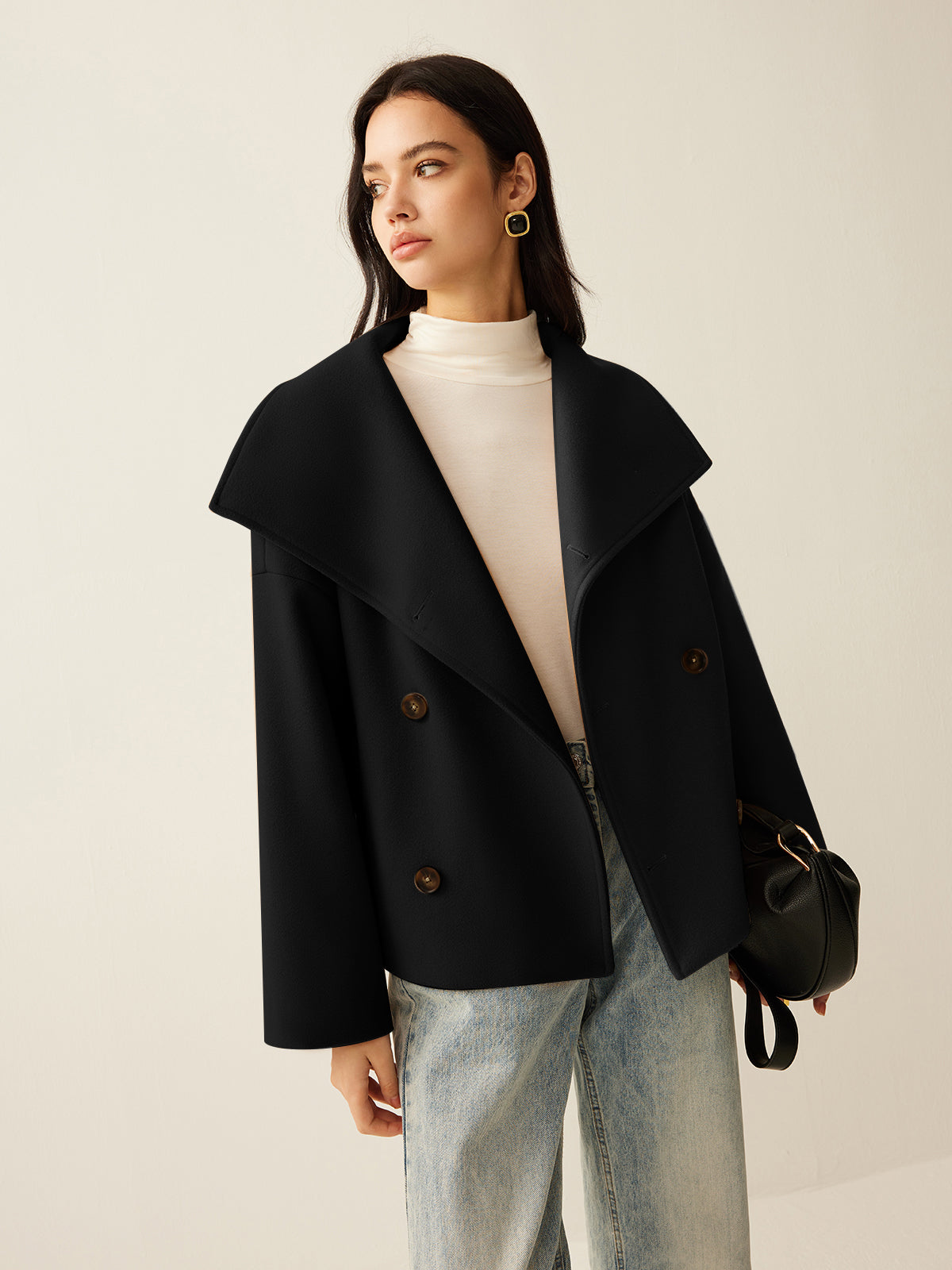 Büyük Yaka Tweed Mont