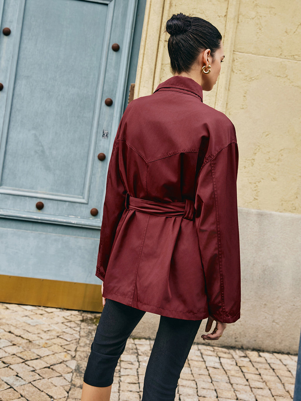 Retro Asimetrik Kemerli Trençkot