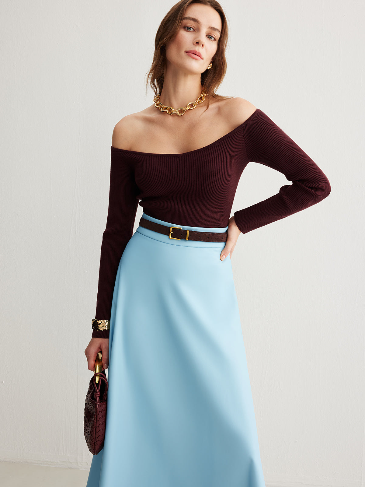 Soğuk Omuzlu İnce Kazak