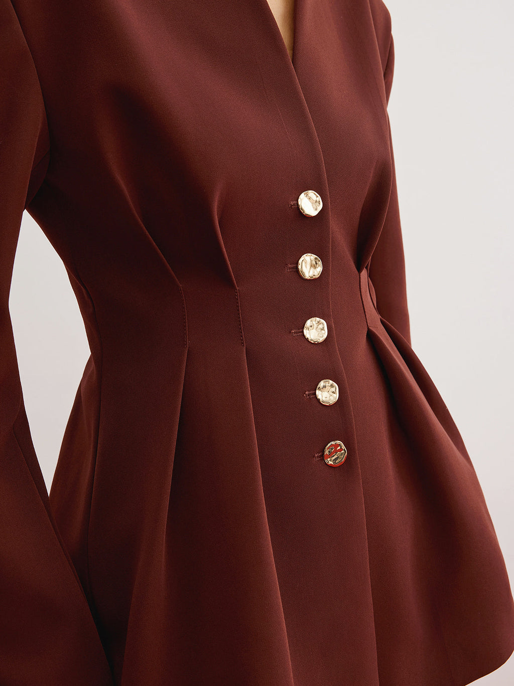 Omuzluklu Büzgülü Katlı Blazer