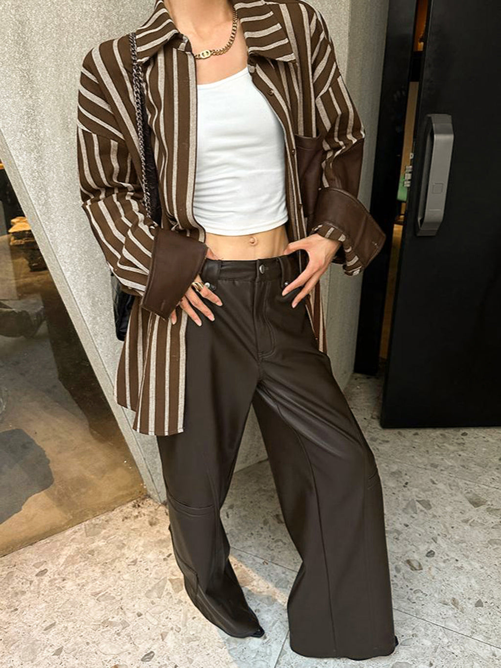 Büyük Boy Pamuklu Panel Çizgili Polo Gömlek