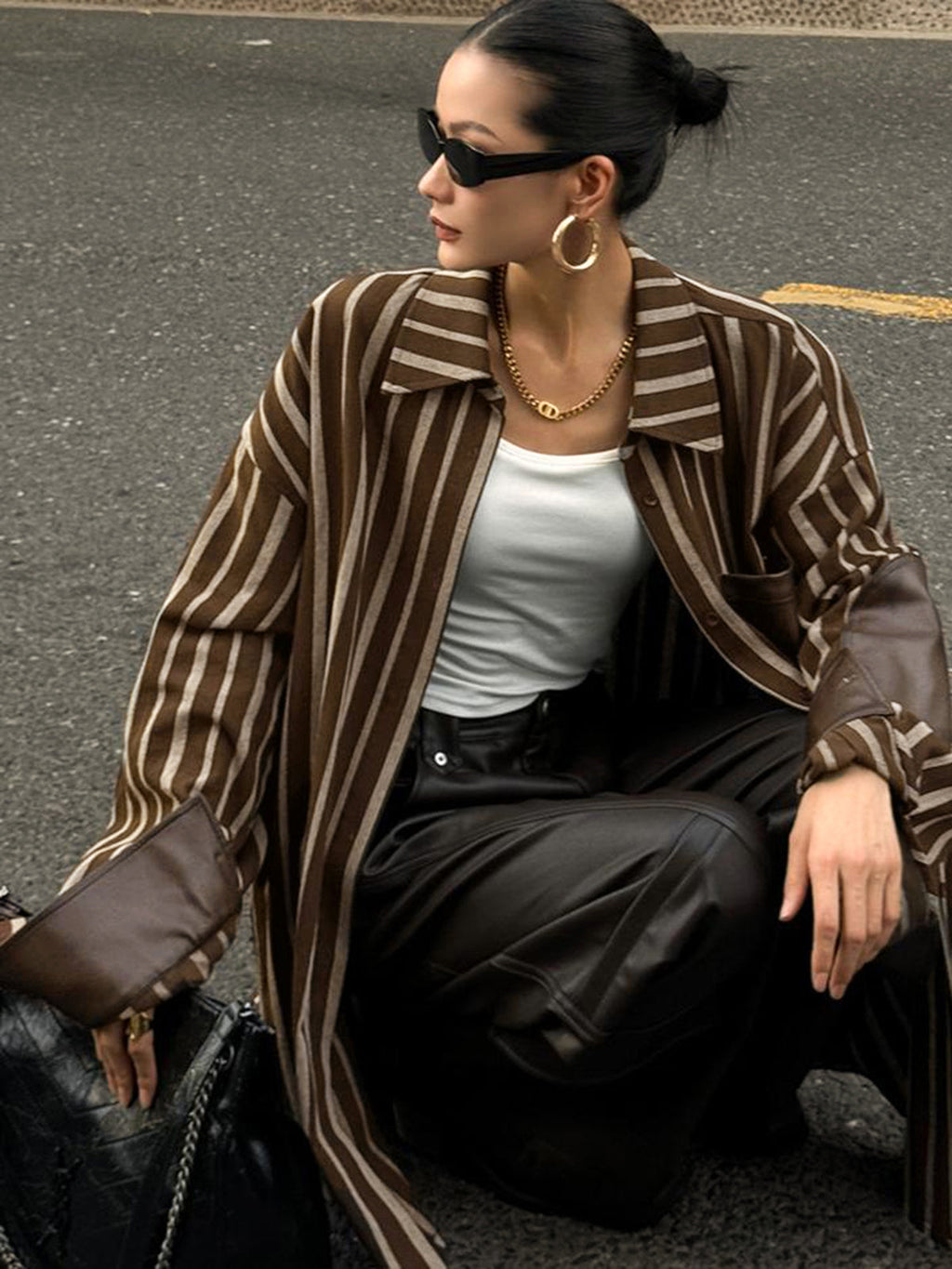 Büyük Boy Pamuklu Panel Çizgili Polo Gömlek