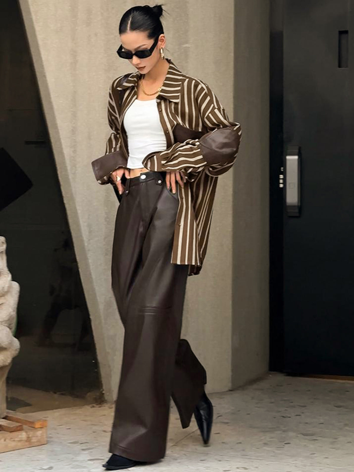 Büyük Boy Pamuklu Panel Çizgili Polo Gömlek