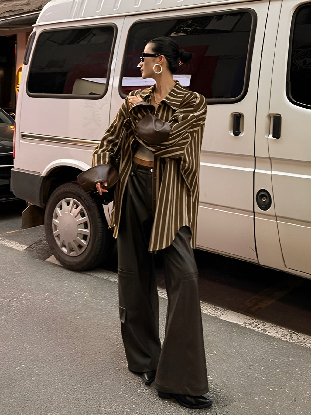 Büyük Boy Pamuklu Panel Çizgili Polo Gömlek