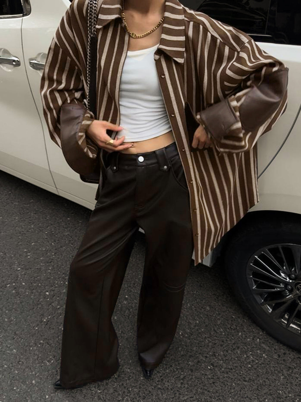 Büyük Boy Pamuklu Panel Çizgili Polo Gömlek