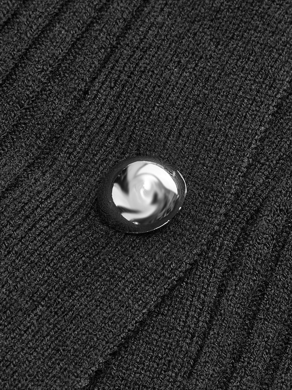 Büyük Boy Yivli Panel Tomurcuk Bel Düğmeli Örgü Üst