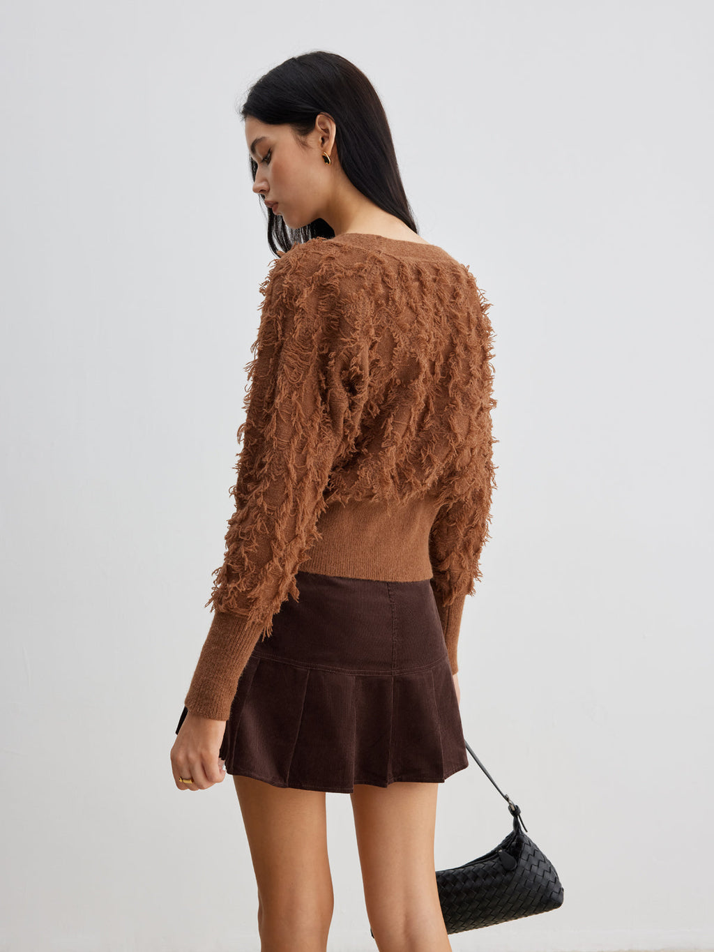 Ham Etek Ucu Düğmeli Sıkma Hırka