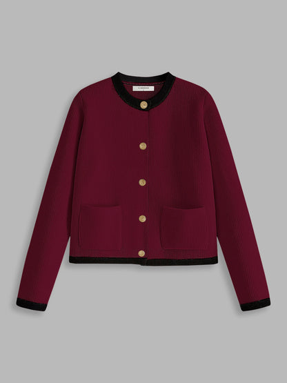 Kontrast Kesimli Jersey Kardigan