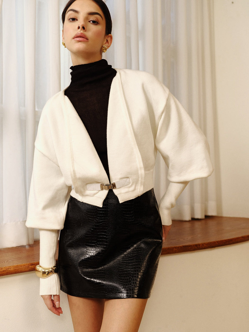 Bacaklı Koyun Kolu Küçük Örgü Dış Giyim