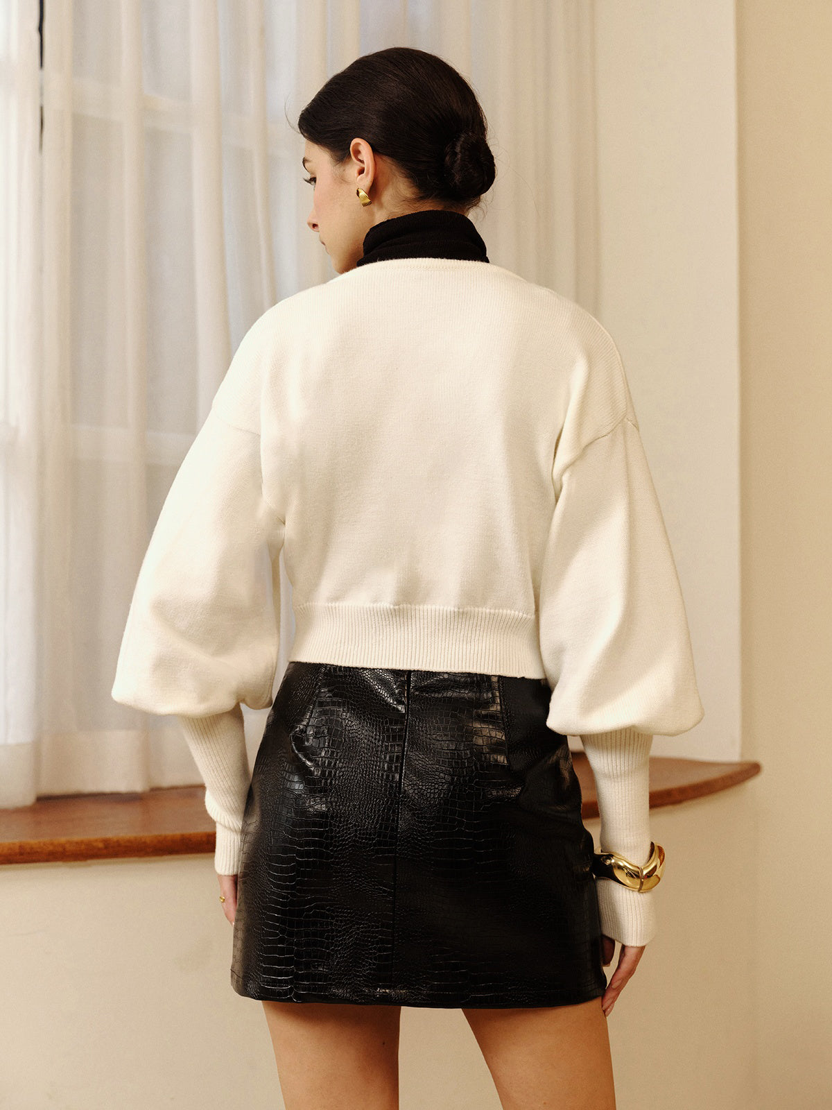 Bacaklı Koyun Kolu Küçük Örgü Dış Giyim