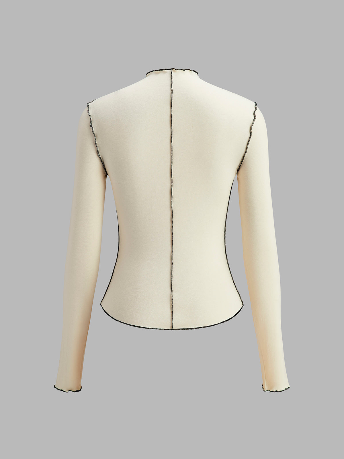 Sahte Yaka Dalgalı-Bordürlü Jersey Üst