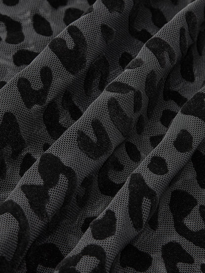 Leopar Baskılı Şeffaf Tişört