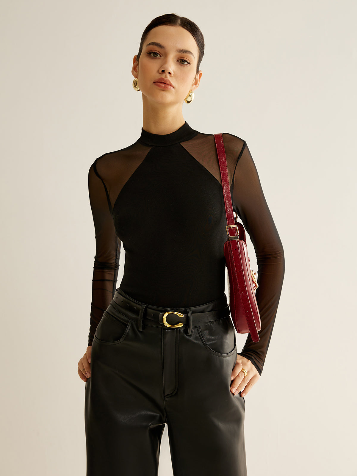 Şeffaf Uzun Kollu Jersey Üst