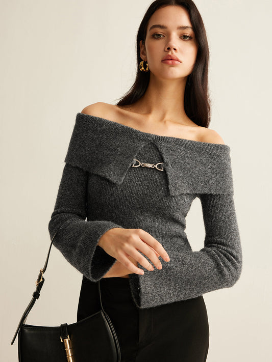 Omuz Açık Kısa Örgü Üst