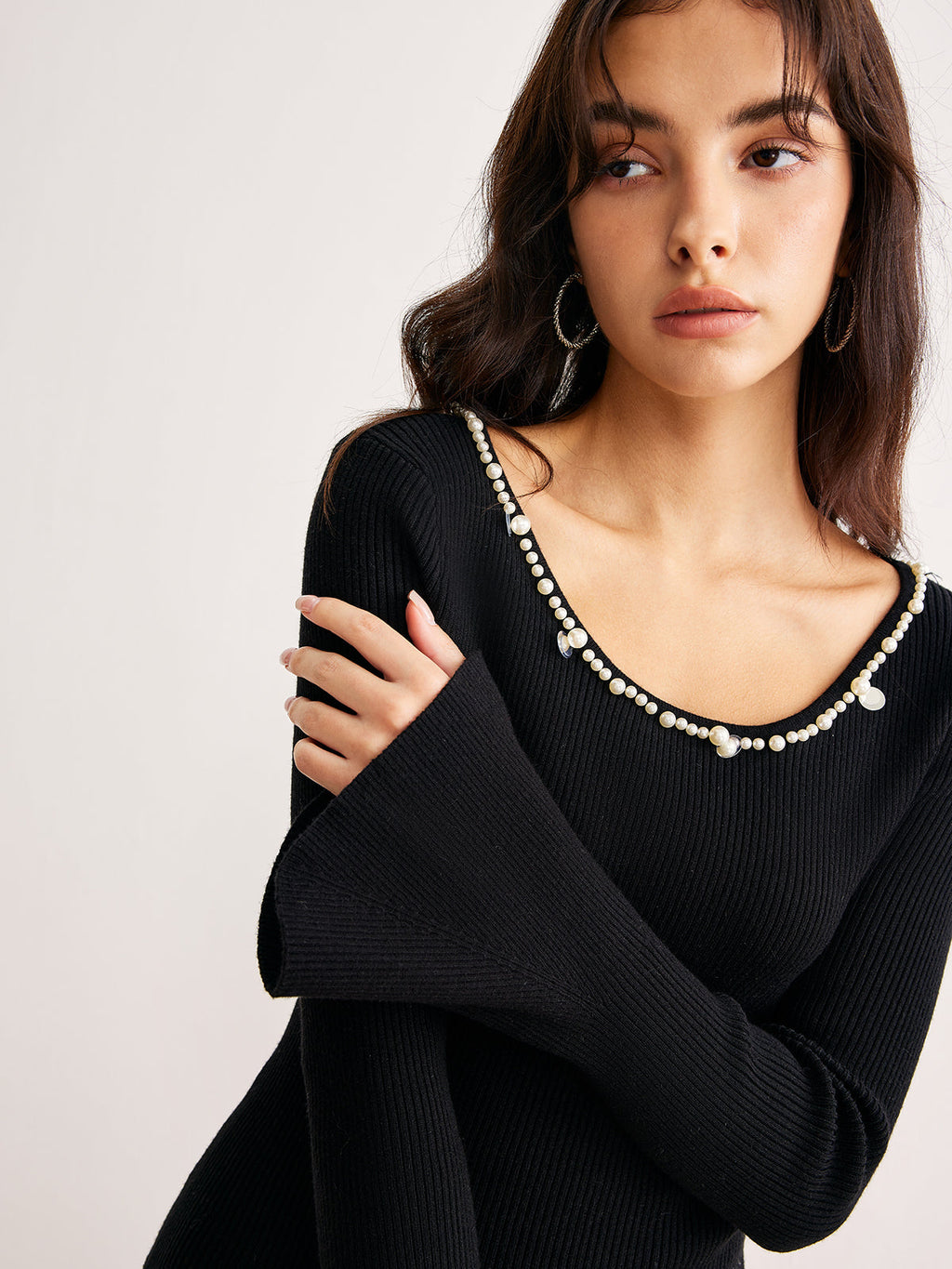 İnci Kenarlı Çan Kollu İnce Kazak