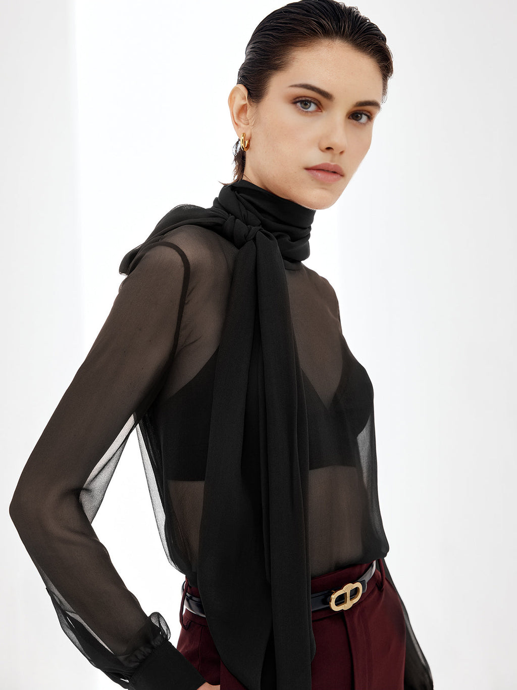 Şeffaf Fiyonk Şifon Bluz