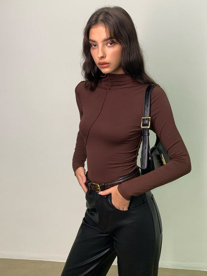 Sahte Yaka Boru İnce Jersey Üst