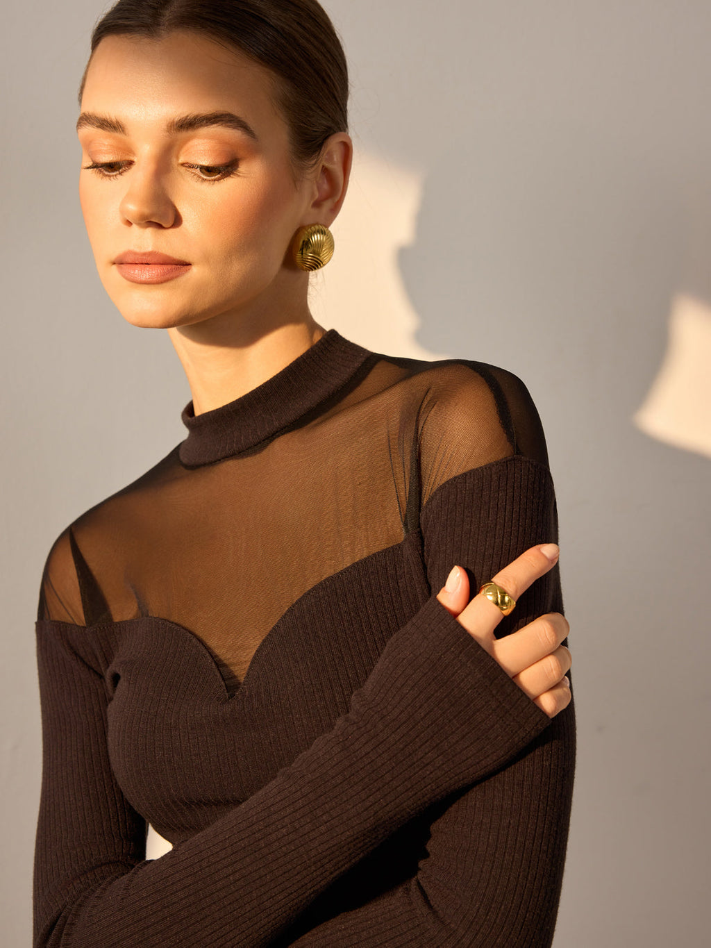 Şeffaf File Detaylı Sevgili İnce Üst