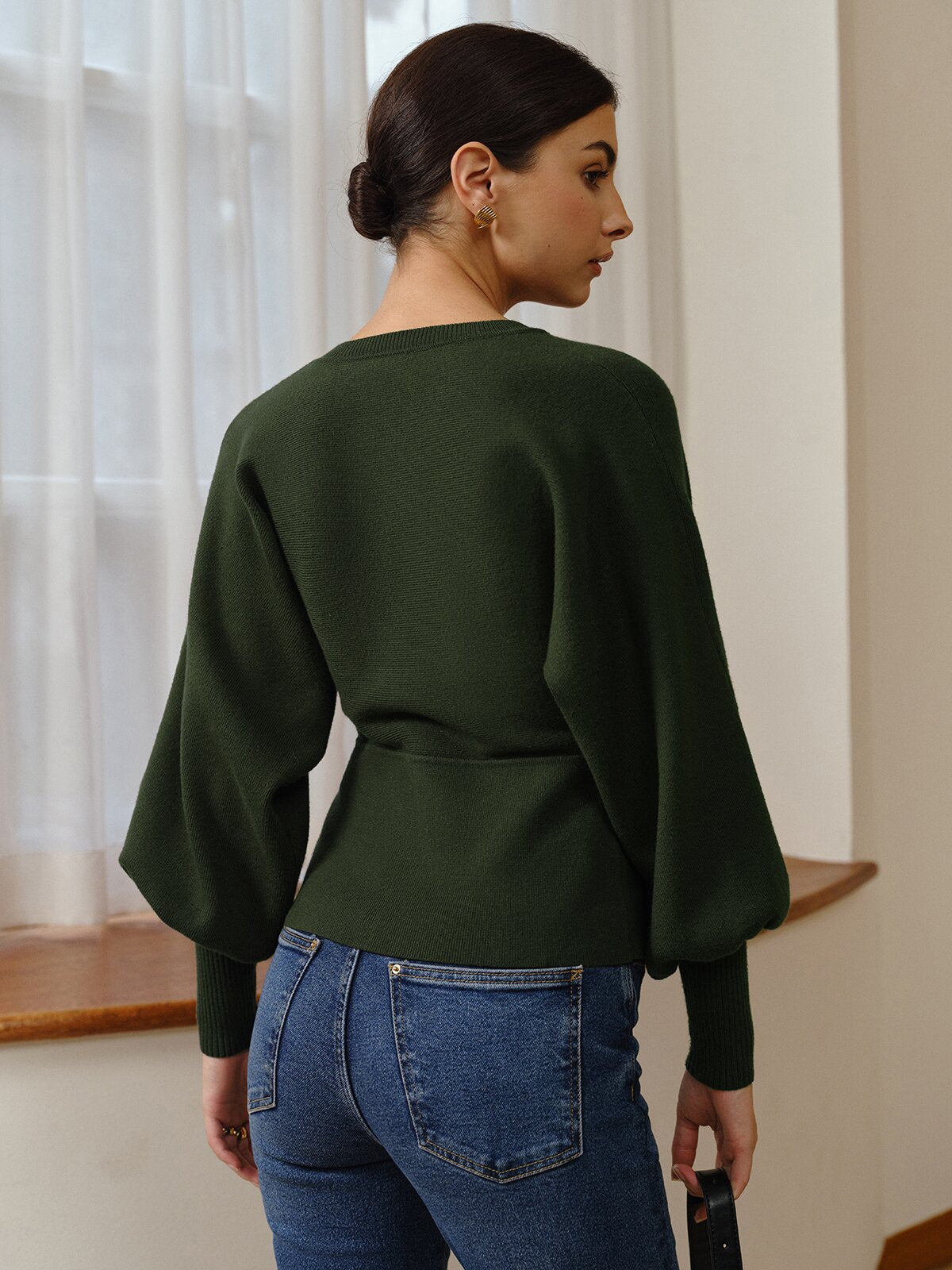 Bacaklı Koyun Kol Dalgalı Kesim Örgü Üst