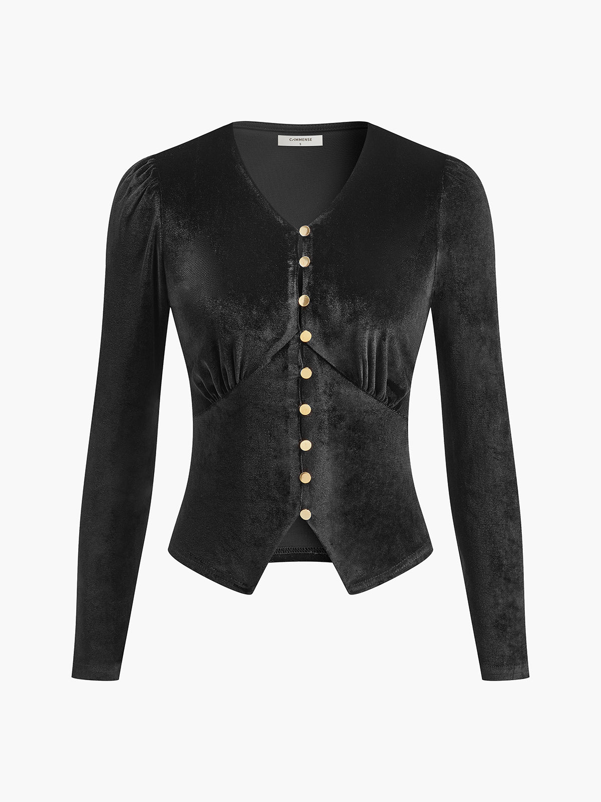 Kadife Bölünmüş Düğmeli Üst