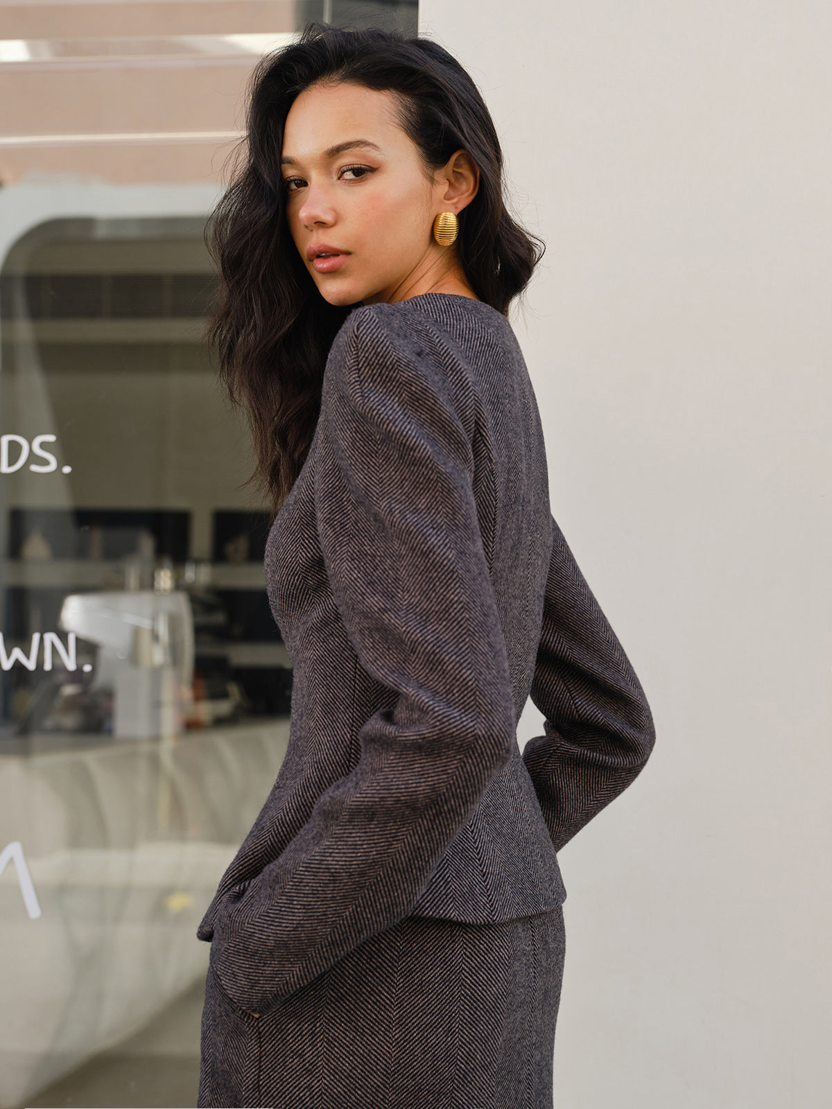 Chevron Düğmeli Slim Blazer