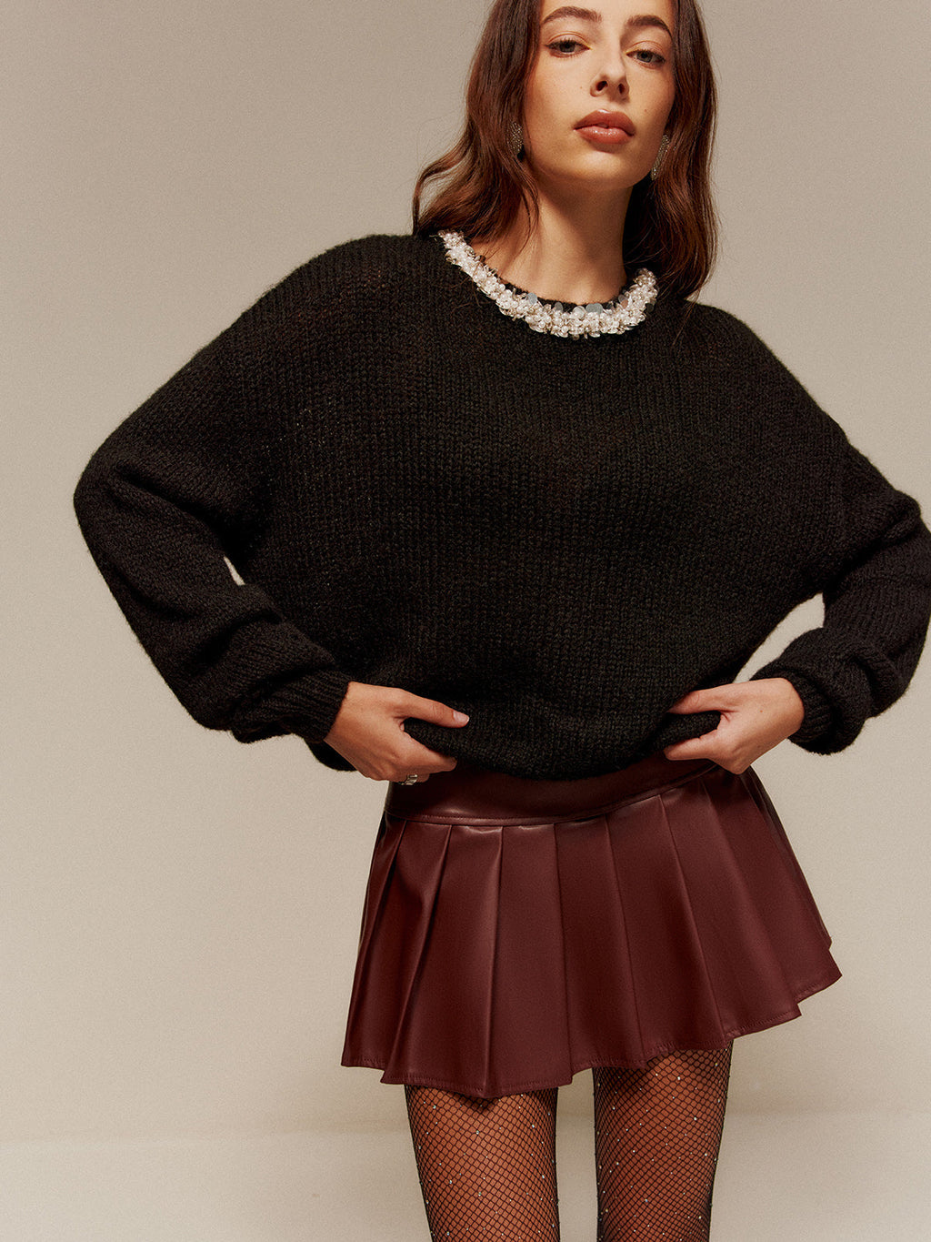 Taşlı Dekorlu Rahat Kazak