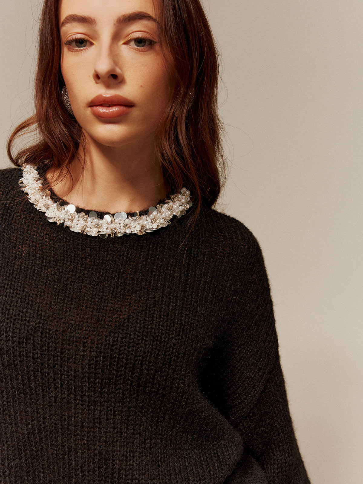 Taşlı Dekorlu Rahat Kazak