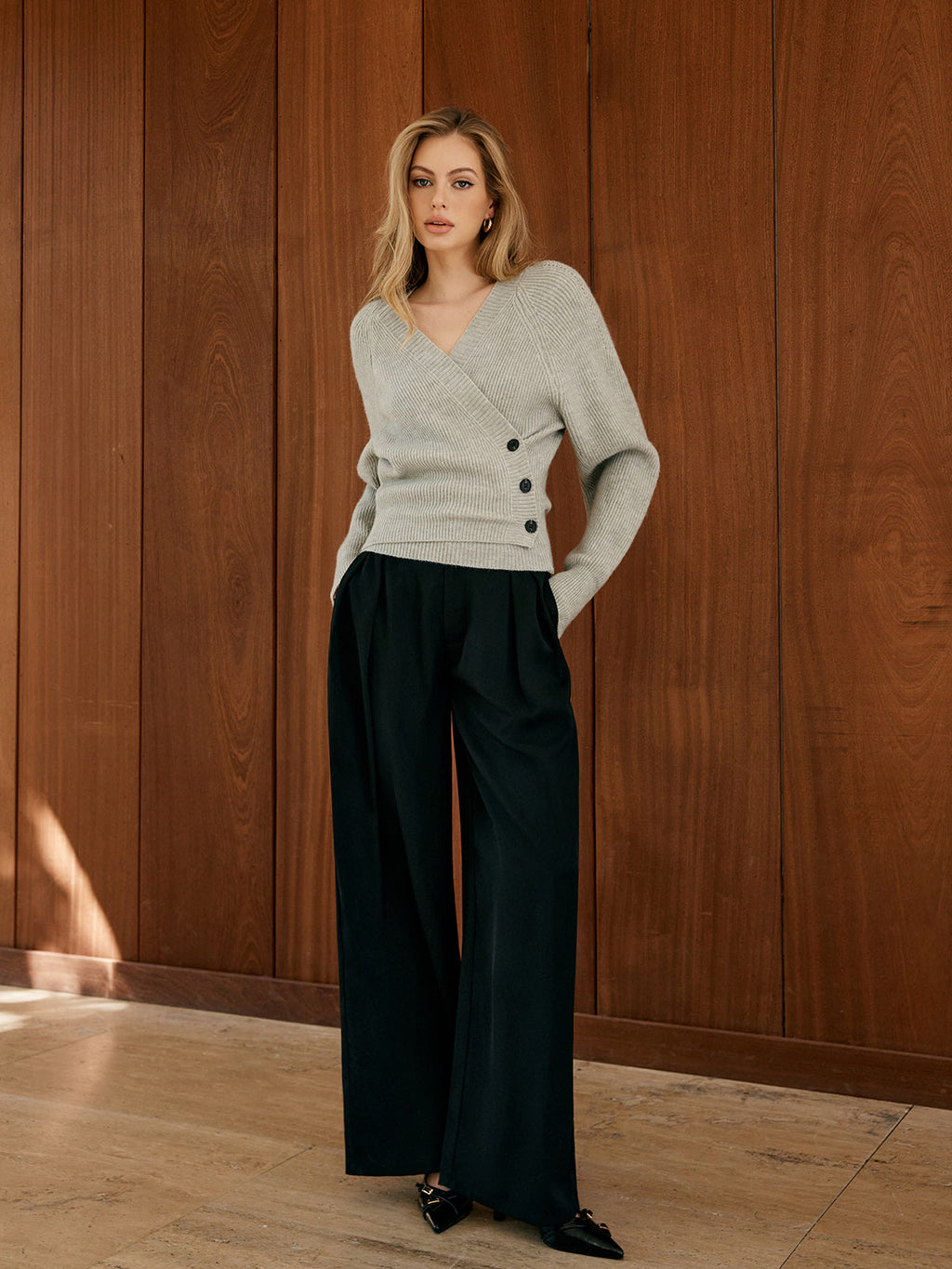 Düğmeli Sarılı İnce Kazak