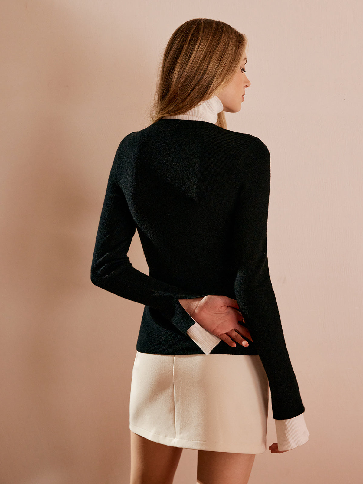 Renk Bloklu Balıkçı Yaka Örgü Üst