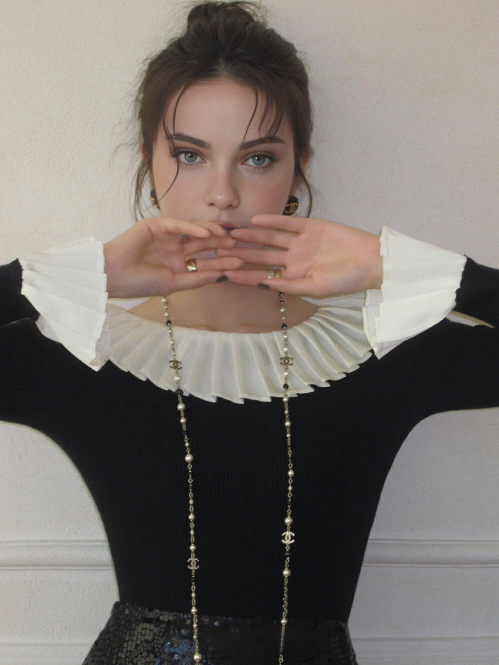 Renk Bloklu Pileli Örgü Üst