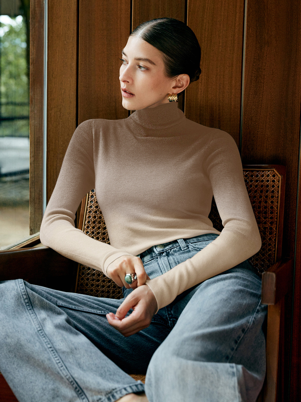 Yün Karışımlı Ombre İnce Örgü Üst