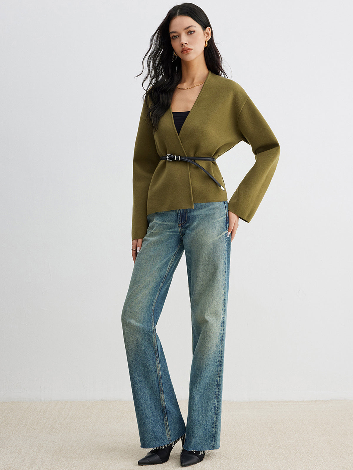 Retro Shift Cardigan Kemersiz