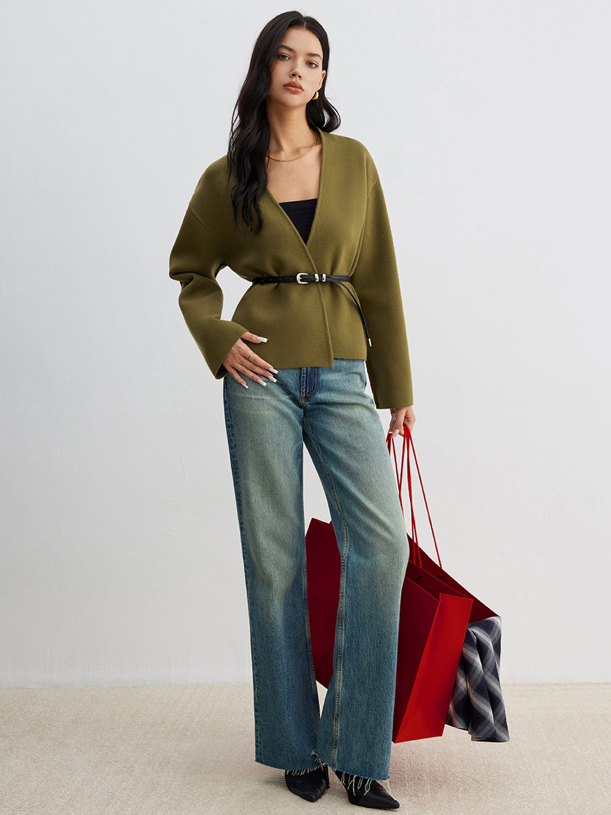 Retro Shift Cardigan Kemersiz