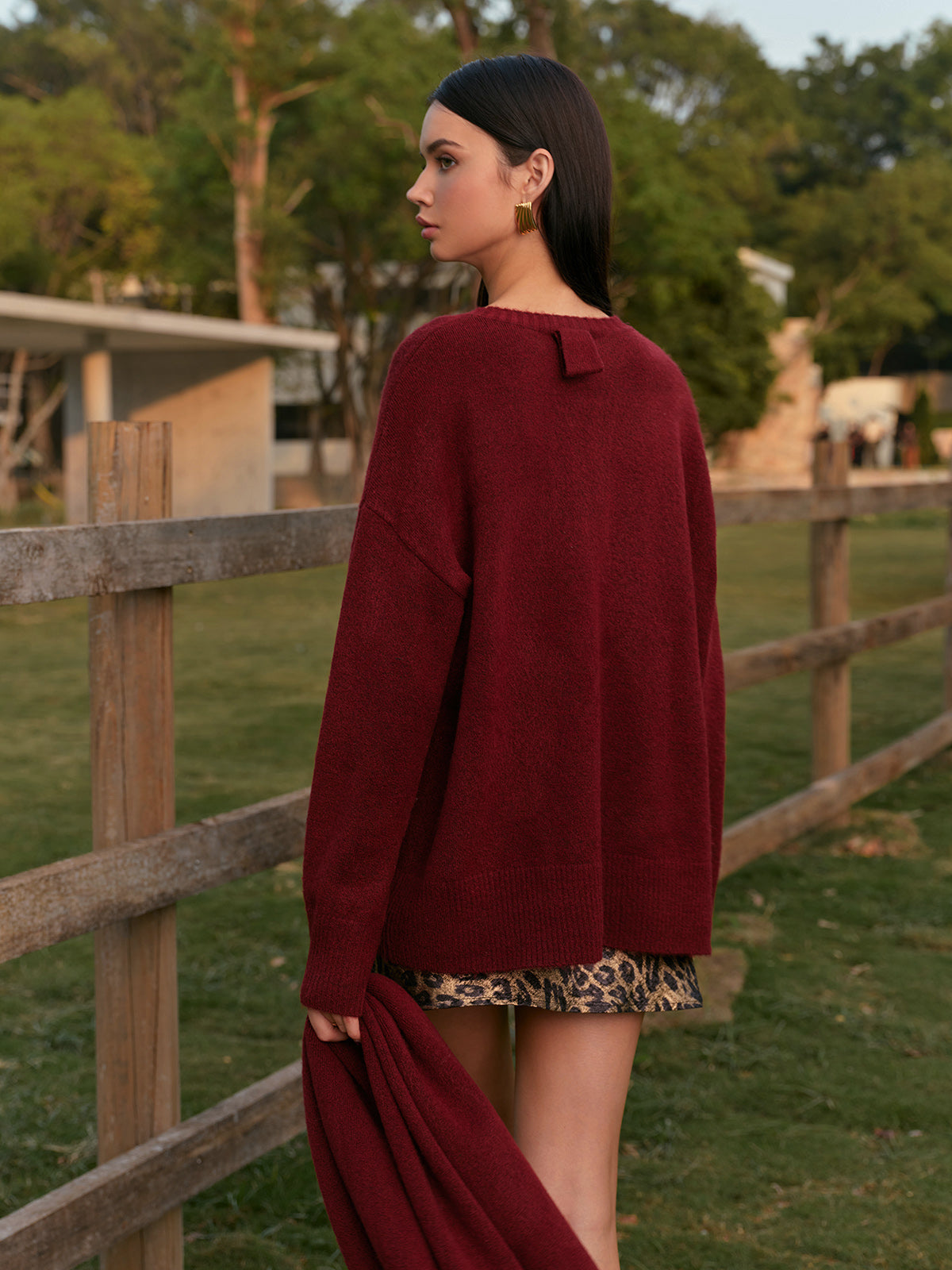 Düz Shift Kazak Ve Eşleşen Atkı