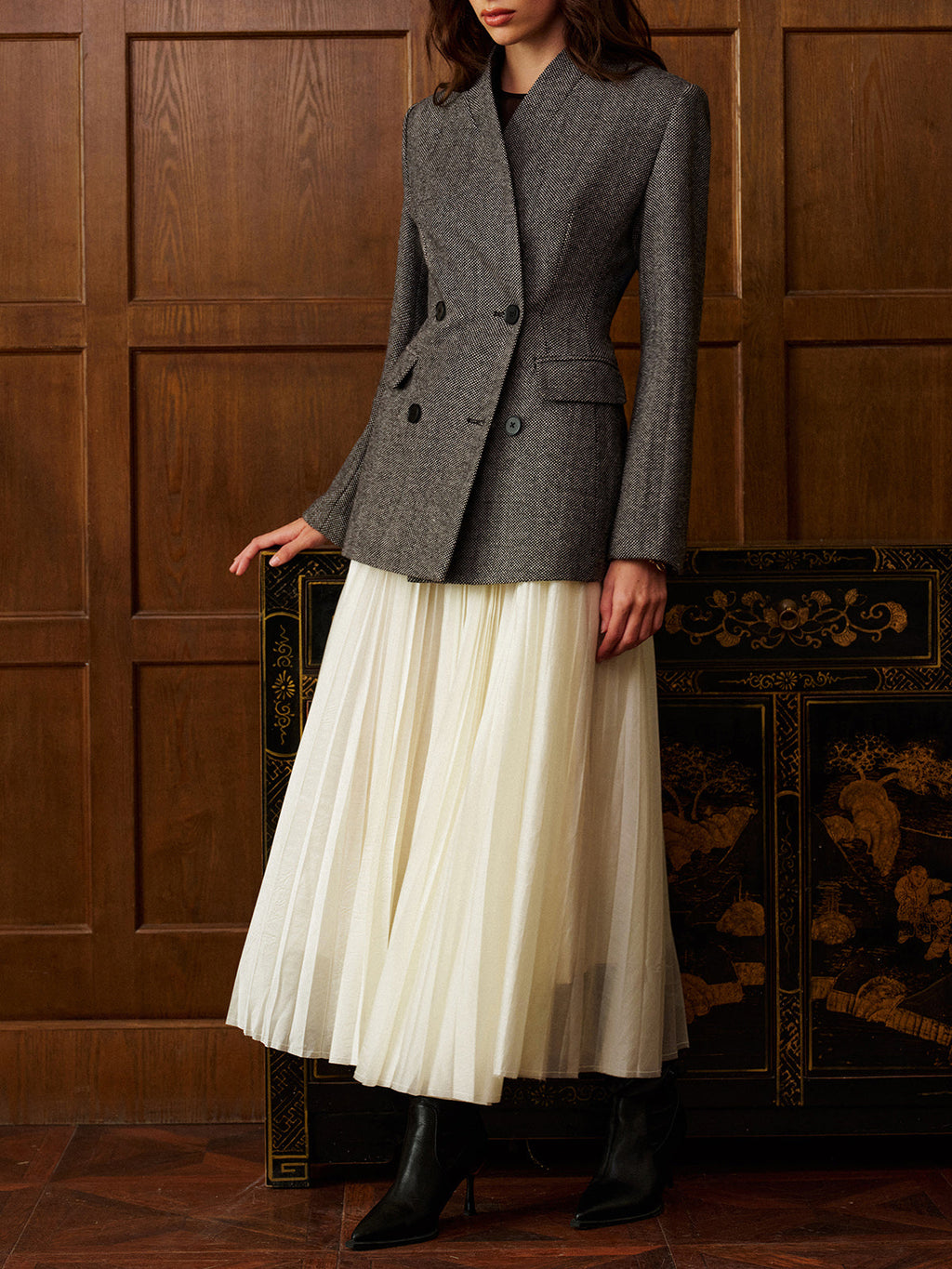 Yün Karışımlı Polka Dot Slim Blazer