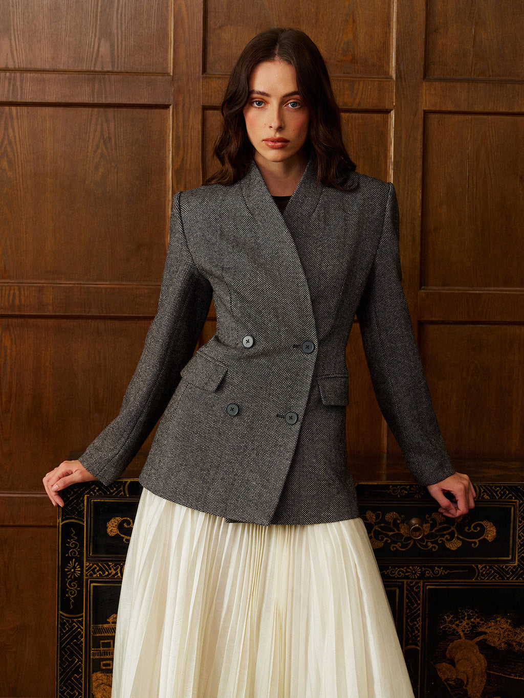 Yün Karışımlı Polka Dot Slim Blazer