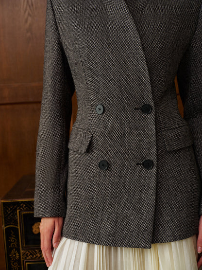 Yün Karışımlı Polka Dot Slim Blazer