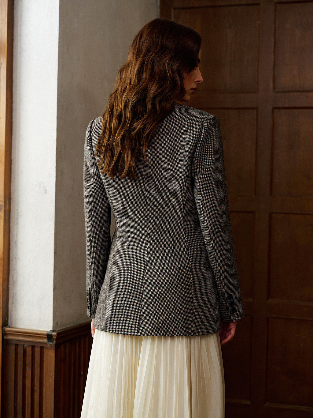 Yün Karışımlı Polka Dot Slim Blazer