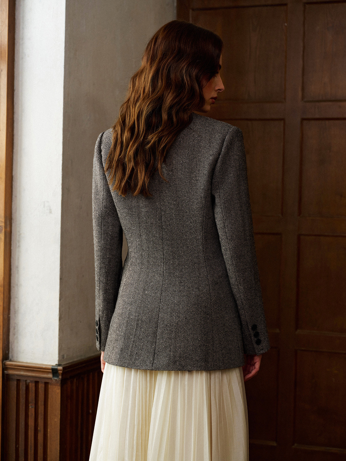 Yün Karışımlı Polka Dot Slim Blazer