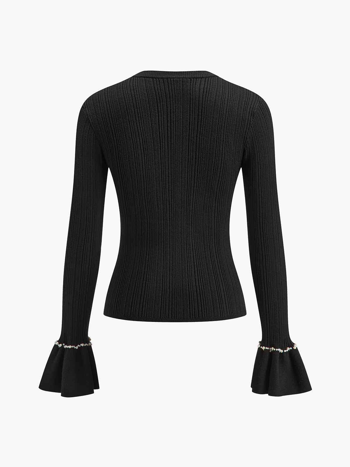 Boncuklu Dekorlu Volanlı Örgü Üst