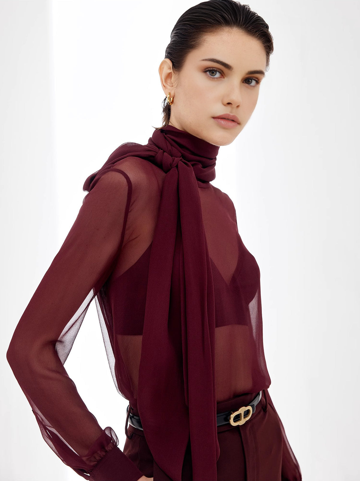 Şeffaf Fiyonk Şifon Bluz