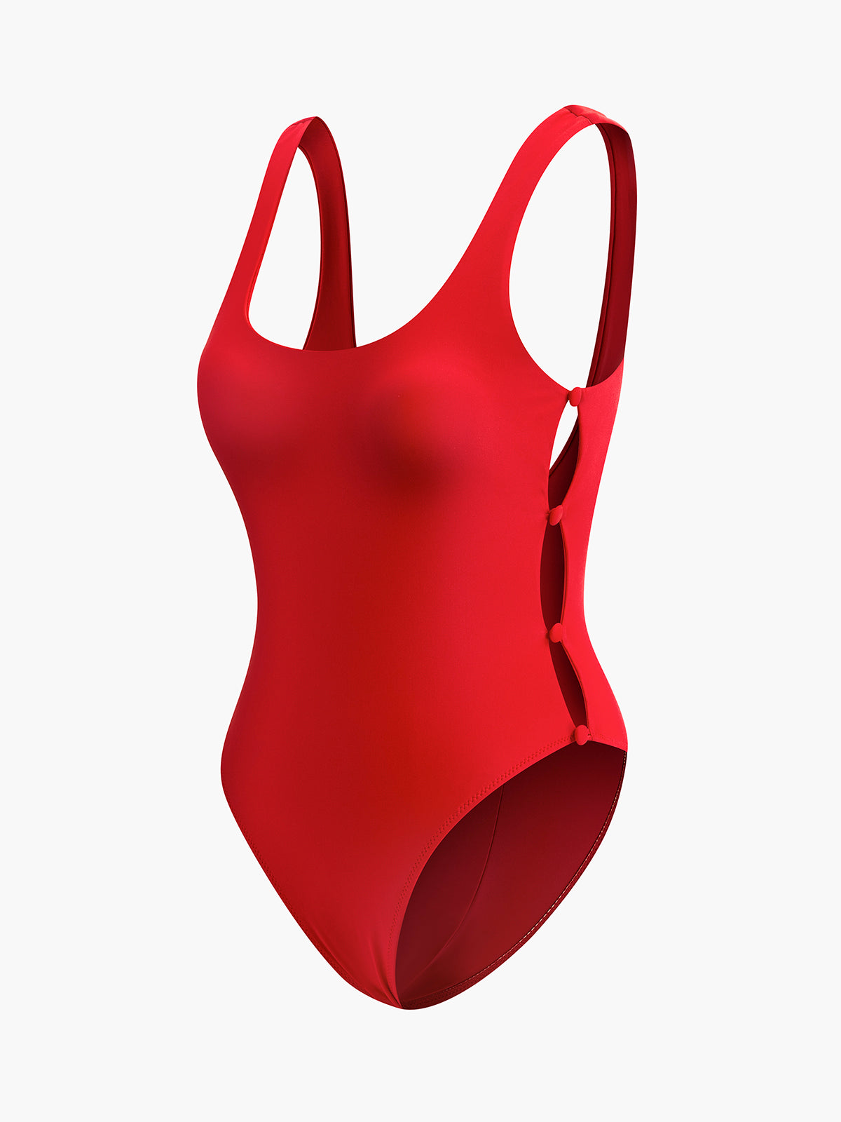 Yan Düğmeli Kesik Tek Parça Mayo