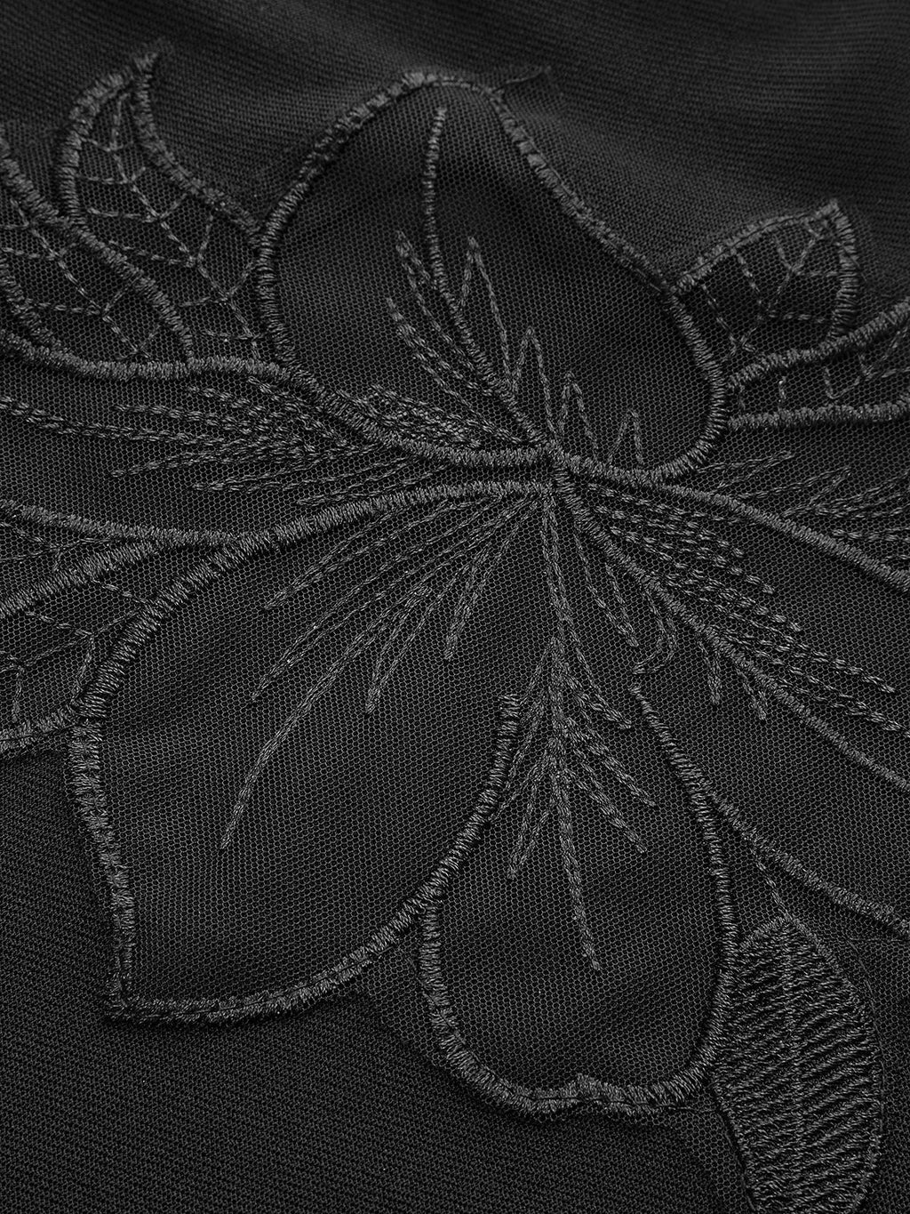 Yarı Şeffaf File-Çiçekli İnce Jersey Üst