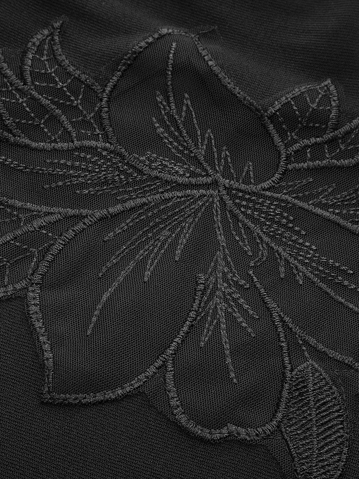 Yarı Şeffaf File-Çiçekli İnce Jersey Üst