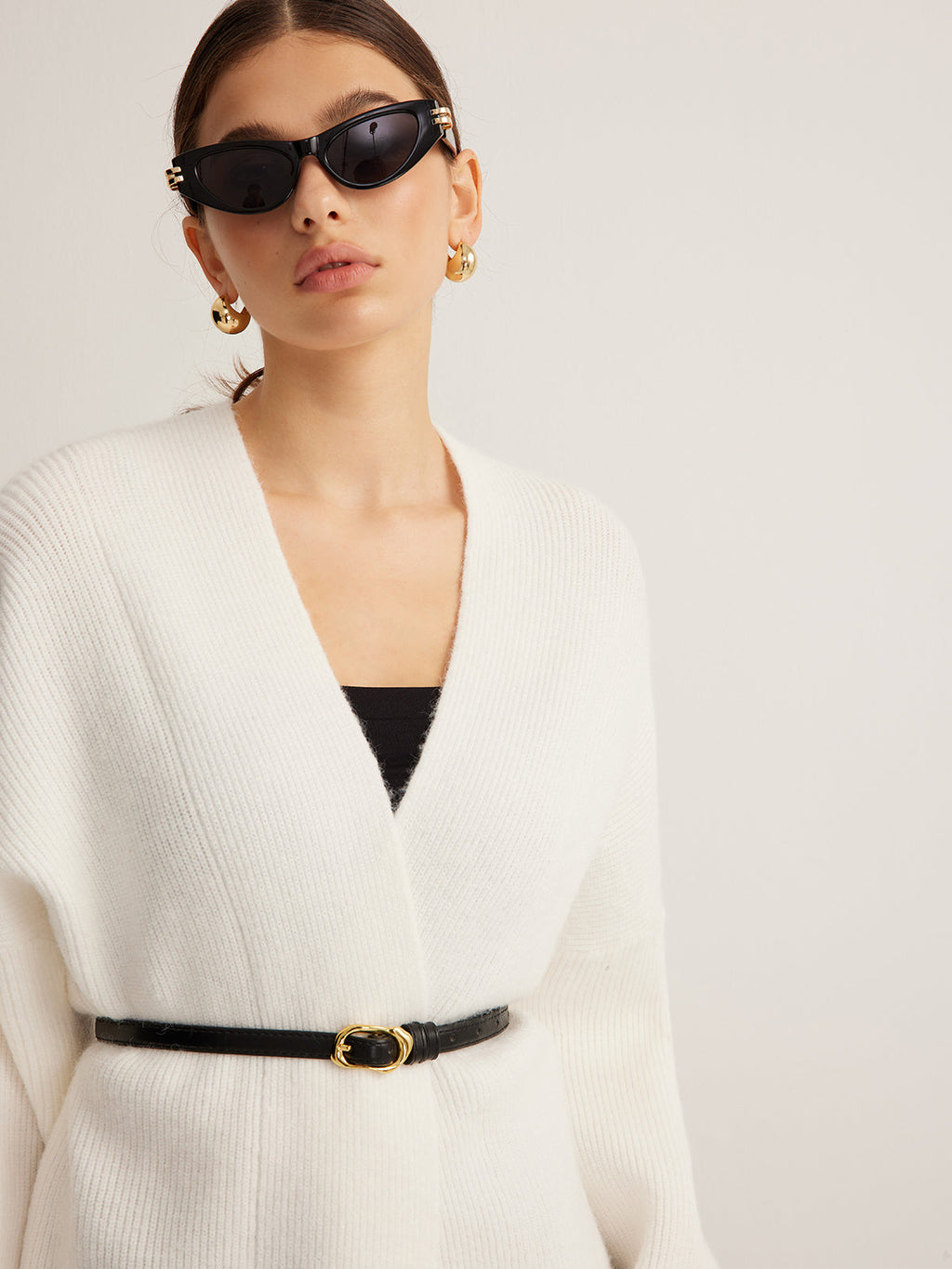 Minimalist Yivli Kemerli Hırka