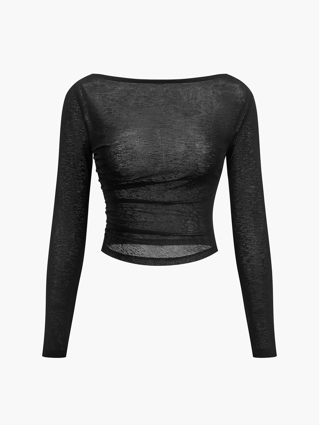 Düz Yaka Şeffaf Panel Jersey Üst