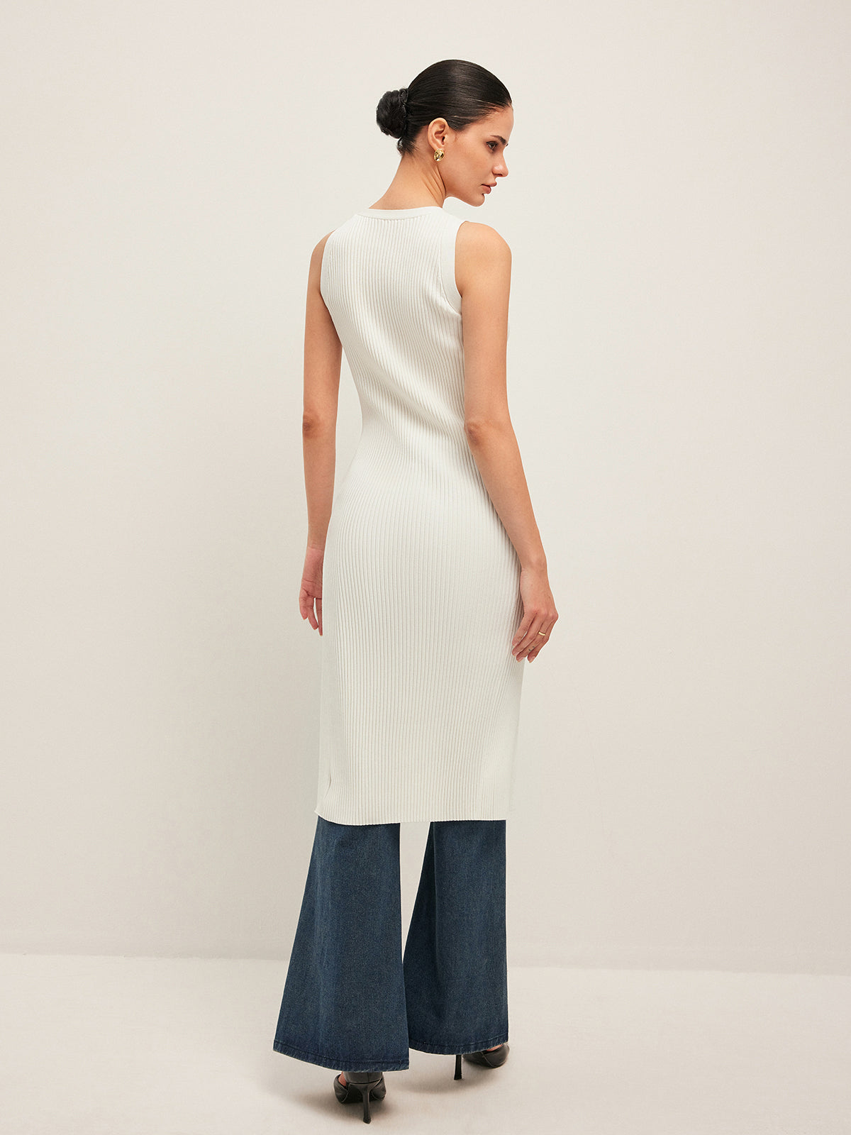 Düğme Detaylı Kaburga Elbise