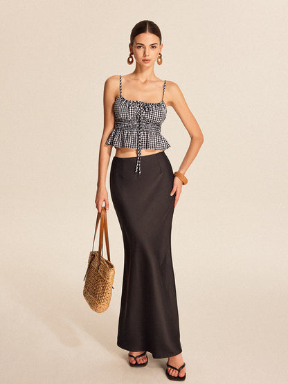 Smokinli Peplum Gingham Atlet Üst