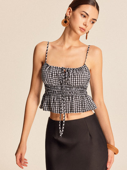 Smokinli Peplum Gingham Atlet Üst