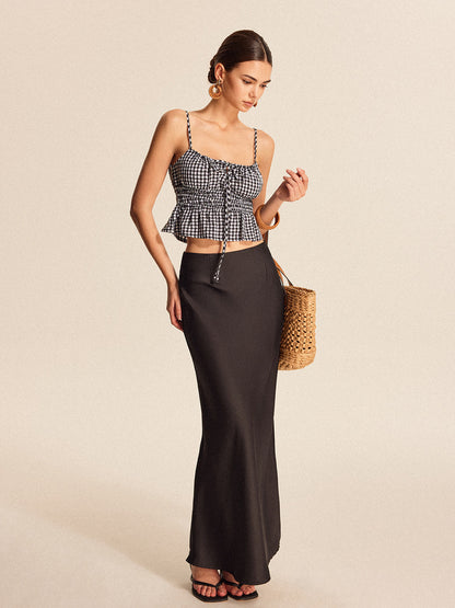 Smokinli Peplum Gingham Atlet Üst